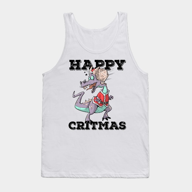 Critical Hit D20 Dice RPG Meme PnP Dragon Happy Critmas Gift Tank Top by TellingTales